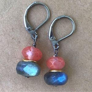 Sundance Charm Flashy Labradorite Strawberry Quartz Silver Earrings